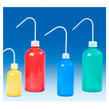 Frasco lavador, boca estrecha, LDPE, varios colores, c/ tap�n roscado PP, VITLAB�