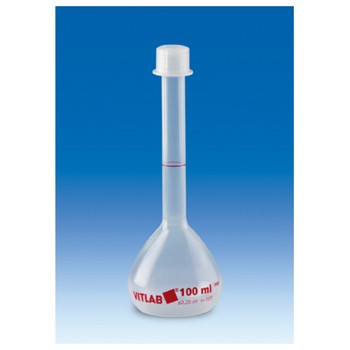 Matraz aforado clase B, PMP, VITLAB� c/ tap�n PP roscado