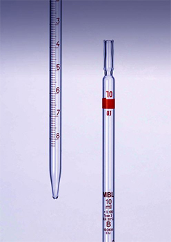 Pipeta graduada, vidrio sodoclcico, MBL®, clase B, tipo 3, ISO 835, graduacin mbar