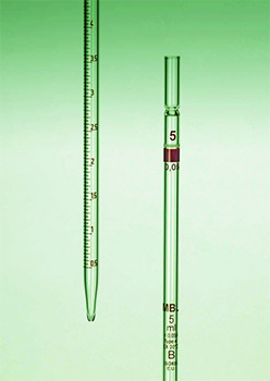 Pipeta serolgica, vidrio sodoclcico MBL®, graduada, clase B, tipo 4, ISO 835, graduacin mbar