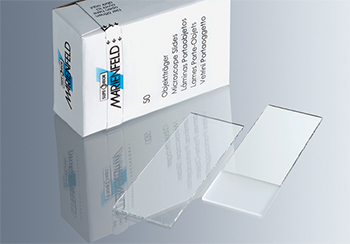 Portaobjetos espesor 1 mm aprox., c/bordes esmerilados a 90°, vidrio sdico-clcico de la tercera clase hidroltica, MARIENFELD SUPERIOR®