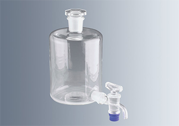 Frasco de decantacin, vidrio borosilicato 3.3, MARIENFELD SUPERIOR®, c/tapn esmerilado normalizado de vidrio, c/llave NS en la base, autoclavable