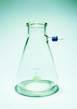 Matraz para filtracin, Bchner, c/ brazo lateral c/ conector de rosca de PTFE, vidrio borosilicato, PYREX®, ISO 6556 y DIN 12476