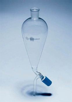 Embudo de decantacin, Quickfit ™, cnico, vidrio borosilicato, Pyrex®, c/ llave de paso GP Rotaflo® PTFE, ISO 4800 tipo 1