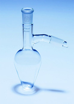 Matraz forma pera, destilacin, esmerialdo, vidrio borosilicato, PYREX®