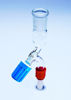 Adaptador para llave de paso, Quickfit™, vidrio borosilicato, PYREX®, c/ patillas, c/ llave de paso de PTFE GP Rotaflo™