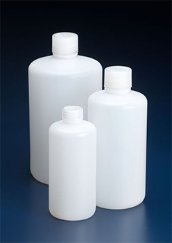Frasco cil�ndrico, boca estrecha, HDPE, AZLON&reg;, c/ tap�n de rosca de PP