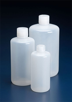Frasco cil�ndrico, boca estrecha, LDPE, AZLON&reg;, c/ tap�n de rosca de PP