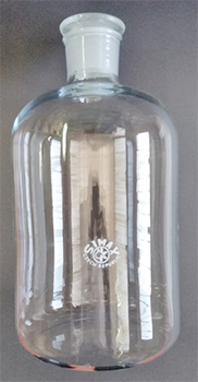 Frasco cilndrico, boca ancha, c/ tapn de vidrio, mbar, vidrio borosilicato SIMAX®
