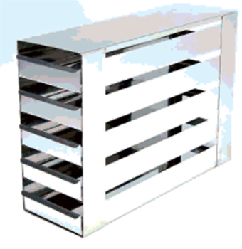 Rack de bandejas extrables, c/ tirador en forma de 