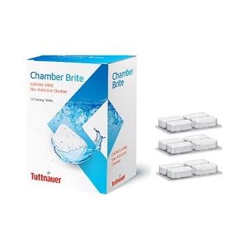 Detergente limpiador en pastillas / tabletas Chamber Brite™ p/ limpieza de autoclaves sin vaco, 12 pastillas/Unid, TUTTNAUER