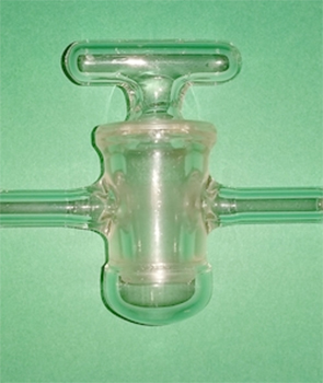 Llave para vaco, c/ ramas horizontales c/ olivas macho hueco, vidrio, ALAMO®