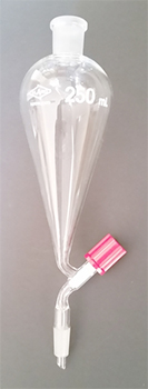 Embudo de decantacin, cnico, c/ macho inferior y llave punzn (sin tapn), vidrio, ALAMO®