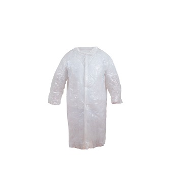 Bata de polietileno cierre corchetes, blanca, CHEMILABOR®