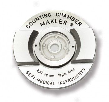 C�mara Mackler c/ cubreobjetos de vidrio c/ ret�cula cuadriculada p/ recuento de espermatozoides en muestras de semen